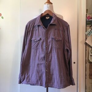 Trevero long sleeve button front plated print shirt size:XXL